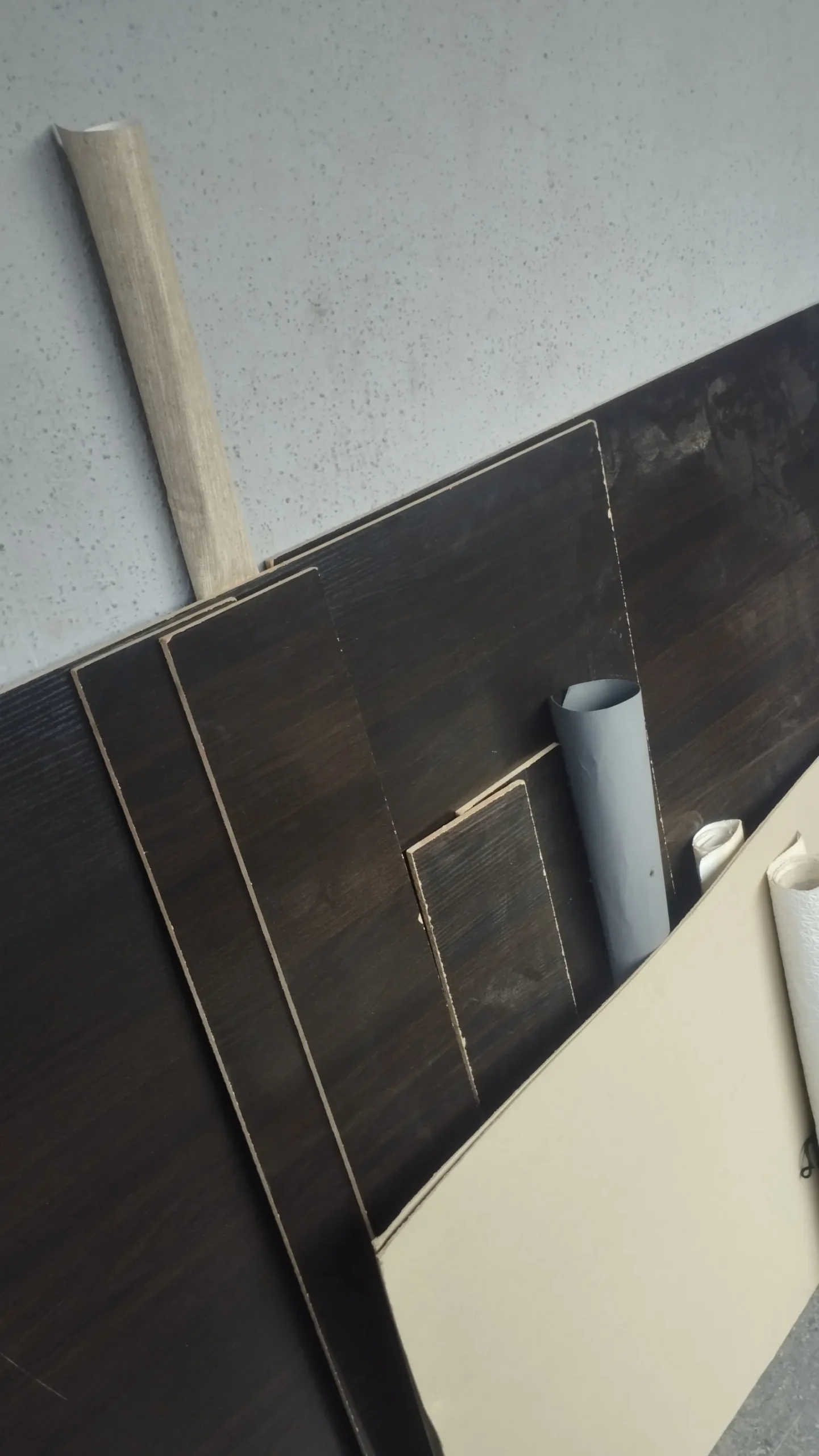 Building interior wall finish materials comprising of panel boards and markintosh and