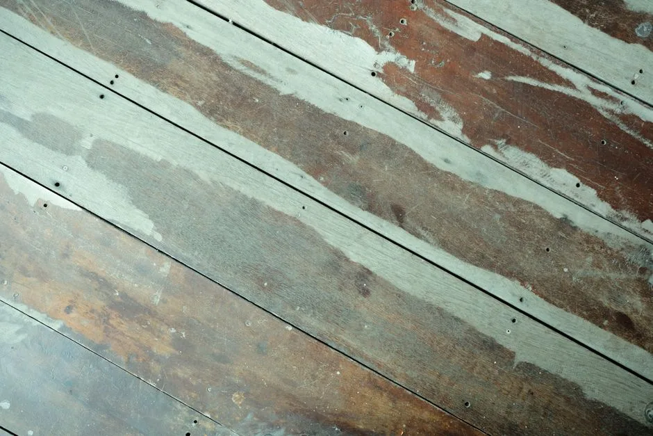 Close-up view of rustic wooden floorboards showcasing natural textures and patterns.