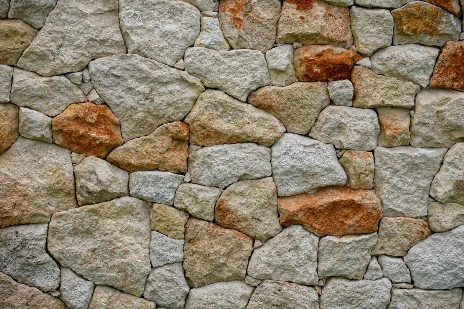 Close-up view of a textured sandstone rock wall with natural earthy tones.